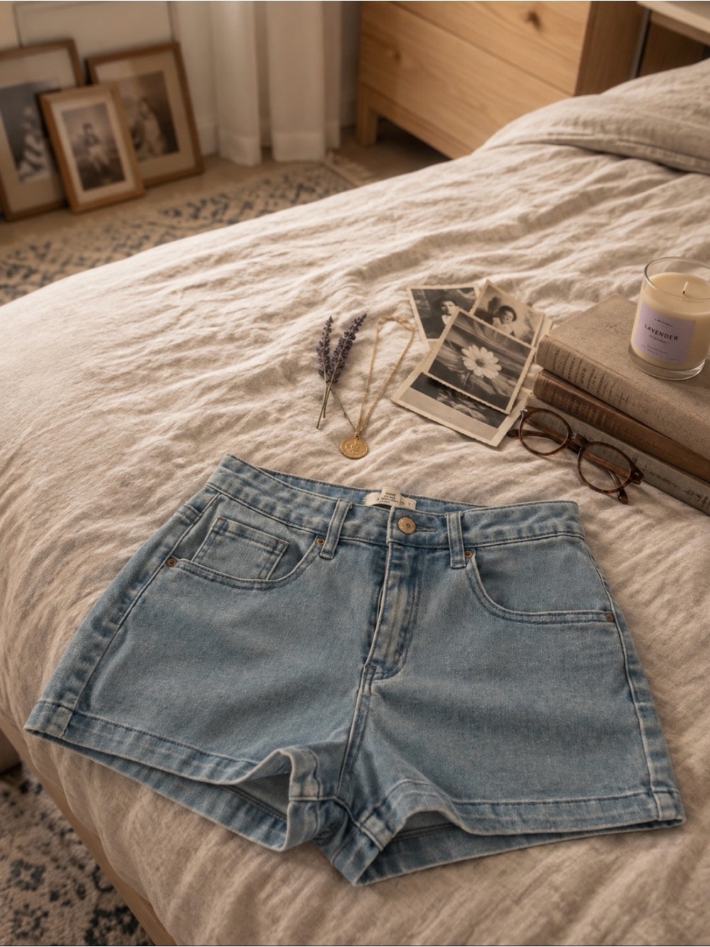 Forever 21 Light Blue High-Rise Denim Shorts